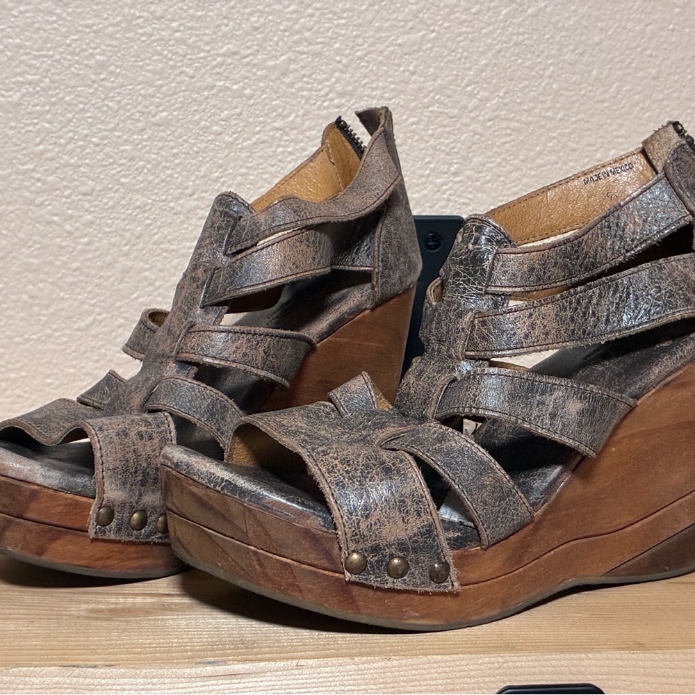 Bed Stu Leather Wedge Sandals